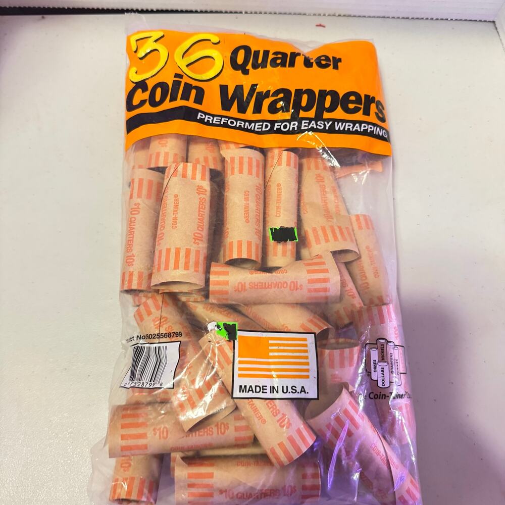36 Quarter Coin Paper rolls Made in USA New in package